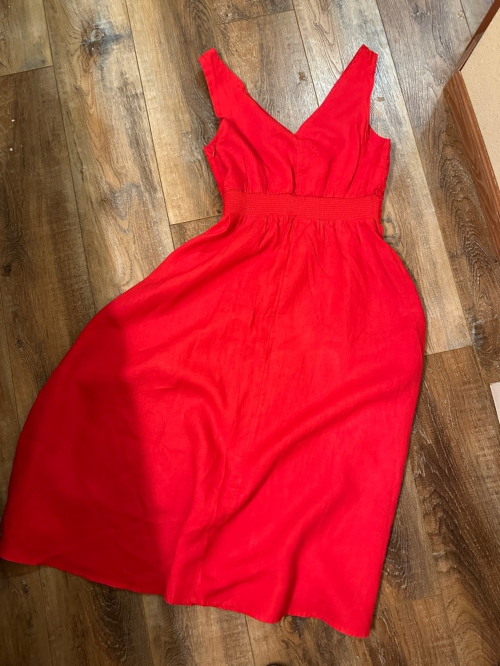 Cynthia Rowley Red Linen Dress v neck v back size 4 summer beach festival maxi - Picture 8 of 8